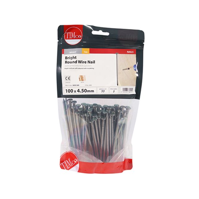 TIMBAG 1KG 100MM BRIGHT ROUND WIRE NAILS (4.50MM) BRW100B