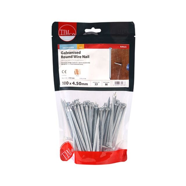 TIMBAG 1KG 100MM GALV ROUND WIRE NAILS (4.50MM) GRW100B