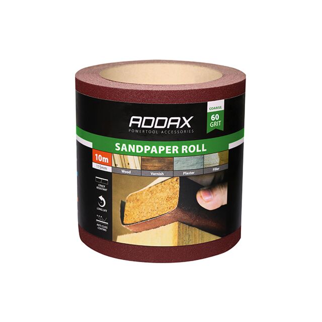 231004 SANDPAPER ROLL 60 GRIT RED 115MM X 10M