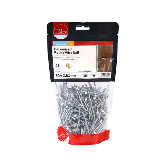 TIMBAG 1KG 50MM GALV ROUND WIRE NAILS (2.65MM) GRW50B