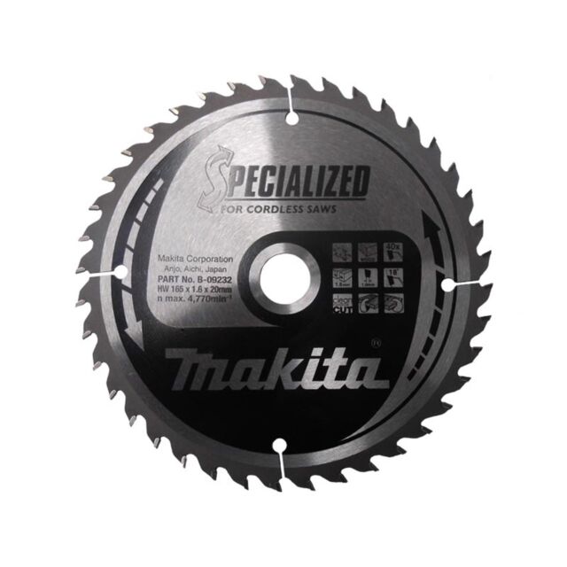 MAKITA B-09232 165MM X 40T 20MM BORE BLADE FOR BSS610