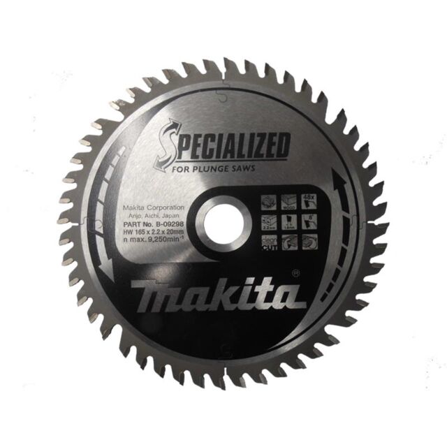 MAKITA B-33015 165MM 48T BLADE 20MM FOR SP6000K PLUNGE SAW