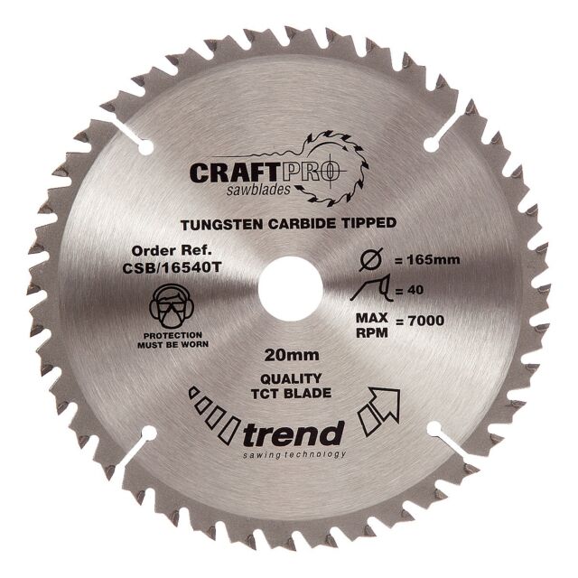 CSB/16540T TREND 165MM 40T 20MM BORE THIN BLADE