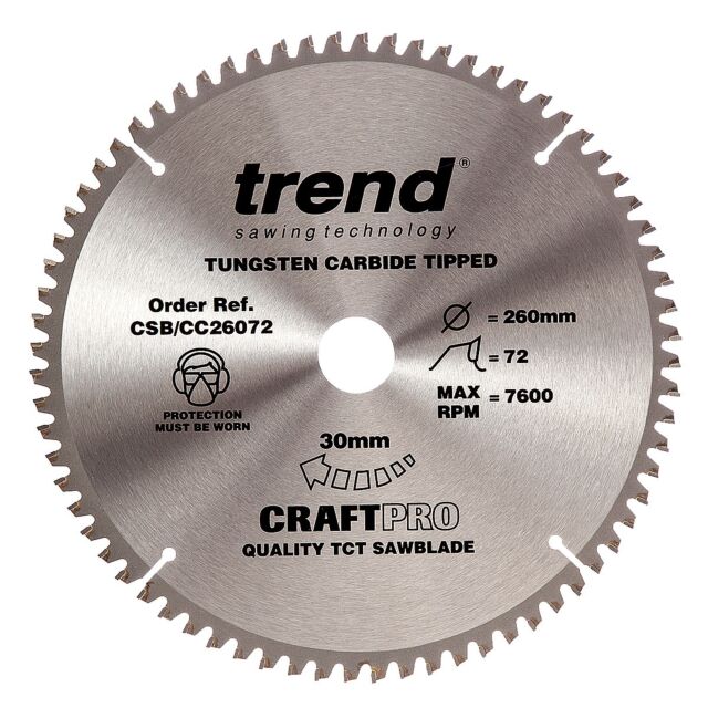 CSB/CC26072 TREND 260MM 72T 30 SAW BLADE