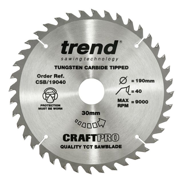 CSB/19040 TREND 190MM 40T 30MM BORE BLADE 16/20 bush in