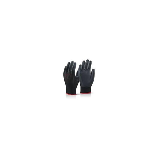 PU THIN EASY WORK GLOVES PAIR BLACK-PUPL-9 SIZE 9 LARGE