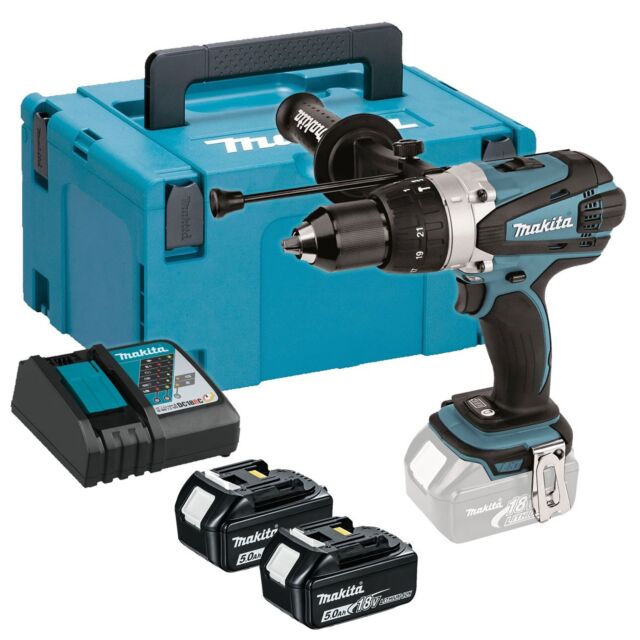 MAKITA DHP458 18V LXT COMBI DRILL 2 X 5.0AH MAKPAC 3 CASE