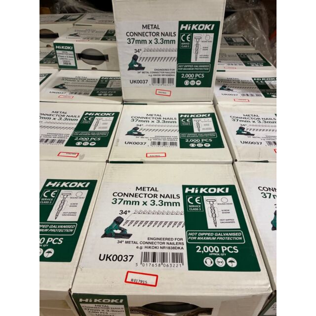 HIKOKI 37MM PPN NAILS TWISTED HDG 37X3.3MM BOX 2000