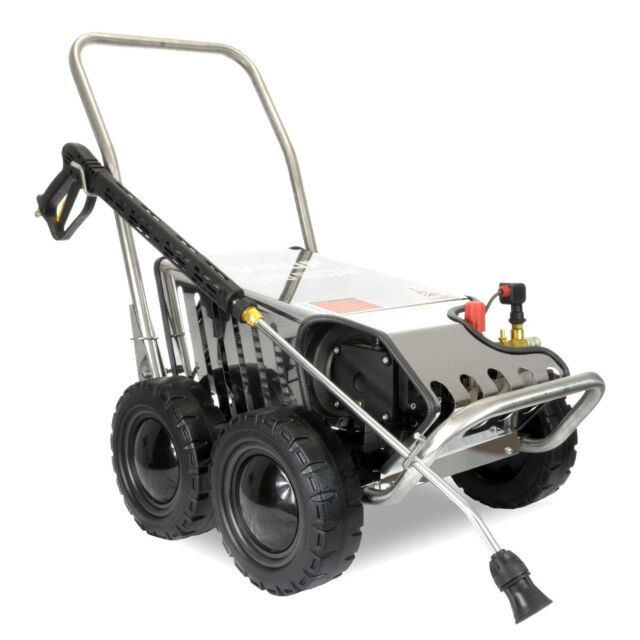V-TUF RAPIDSSC 415v All-Stainless Industrial Mobile Pressure Washer 2200psi, 150Bar, 15L/min (with Total Stop)