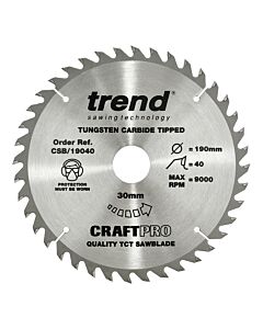 CSB/19040 TREND 190MM 40T 30MM BORE BLADE 16/20 bush in