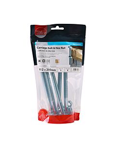 TIMBAG 12 X 200 COACH BOLT AND NUT (BAG OF 5) 12200CBB