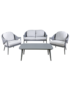 Dellonda Echo 4 Piece Aluminium Outdoor Garden Sofa Arm Chair & Coffee Table Set