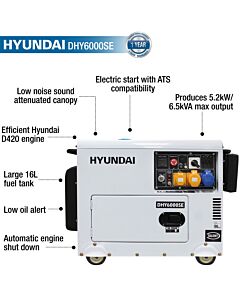 Hyundai 5.2kW/6.5kVA Diesel Generator