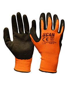 Foam Latex Glove Orange/Black Extra Large 6 Pack ECA LABEL